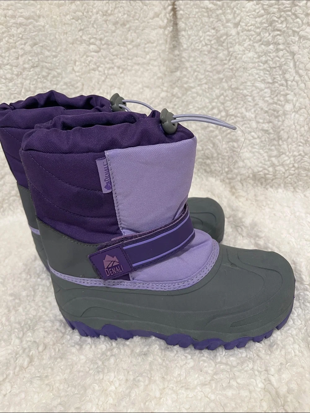 Kids Purple & Gray Snow Boots with Secure Strap
